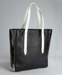 Botkier black and white leather Stella zipper tote