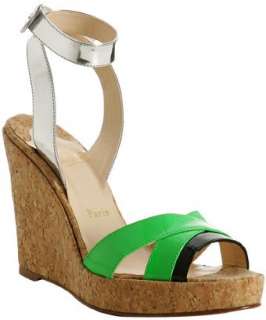 Christian Louboutin green patent leather Comme Ca wedge sandals 