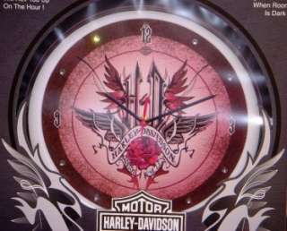 Harley Davidson PINK Wings Sounds Clock   13 inch White 789683013728 