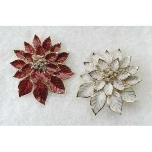com Club Pack of 24 Christmas Jewelry Poinsettia Holiday Flower Pins 