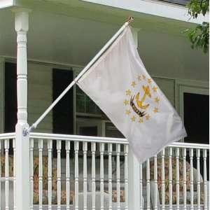 Rhode Island 3x5 foot Tornado porch flag kit   white anti furl pole
