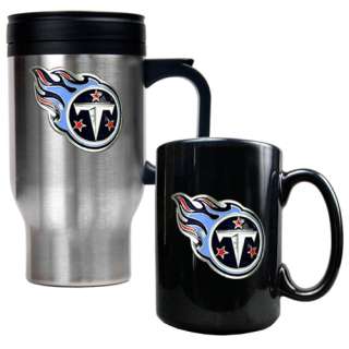   NFL Stainless Steel Travel Mug & Black Ceramic Coffee Mug Set  
