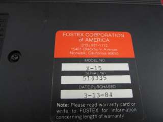 You are viewing a used Fostex X 15 Multitrack Cassette Deck Mixer