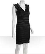 Donna Morgan black stretch pleated sateen striped dress style 
