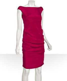 Nicole Miller magenta stretch silk boat neck dress  BLUEFLY up to 70% 