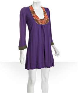 Bags purple jersey beaded necklace tunic dress   