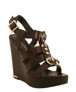 Jean Michel Cazabat godiva dark brown leather Wallis platform sandal 