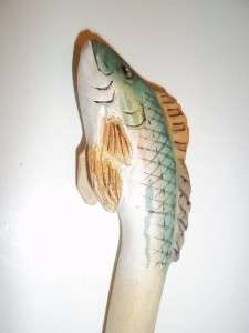 WOOD HAND CARVED FISH HEADS NOVELTY PEN F1  