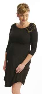   WEEKEND Maternity Little Black SHIFT DRESS XL 16 18 w/ Applique  