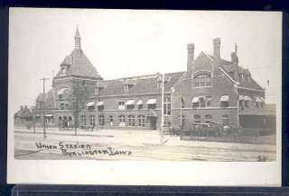 Depot, Iowa, Burlington, RPPC, Union Railroad Station  
