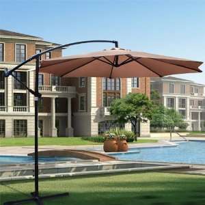    10 Beige Crank Lift Cantilever Umbrella Patio, Lawn & Garden