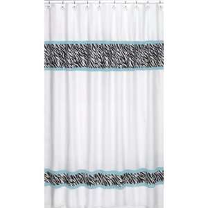  Funky Zebra Turquoise Shower Curtain by JoJo Designs White 