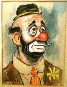 Two Original Hy Vogel Clown Paintings Signed   1959  