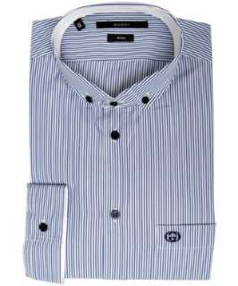 Gucci blue striped button down skinny fit dress shirt   up to 