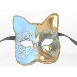   Blue Gold Gatto Lillo Venetian Masquerade Party Mask