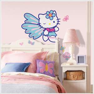 HELLO KITTY GIANT BUTTERFLY WALL MURAL PEEL AND STICK  