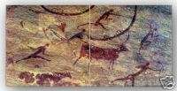 Sahara Rock Painting Petroglyph Mural Stone Tile Art  