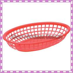 Dozen Red Plastic Oval Bread Serving Baskets  