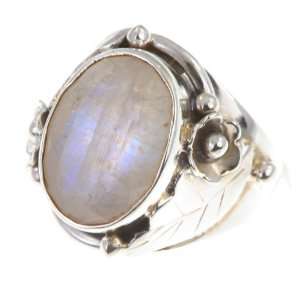   925 Sterling Silver RAINBOW MOONSTONE Ring, Size 7.5, 7.27g Jewelry