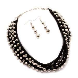   Emo Punk Rock Silver Ball Beads Multi Strand Necklace 