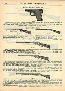 1918 ad Daisy Liquid Pistols Air Rifles Pump Action Repeater BB Guns 