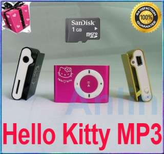   in 1 Mini Hello Kitty Clip  Player For 1G 8G TF Card & 8 Colors