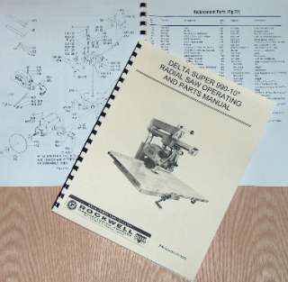 ROCKWELL/Delta Super Radial Arm Saw 990 10 Parts Manual  
