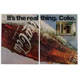   Real Thing Coke Coca Cola Large Bottle 2 Page Print Ad: Home & Kitchen