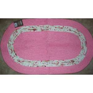  Pink Oval Fabric Braided Rug