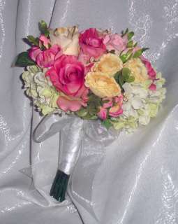   ~ Bridal BOUQUET Silk Wedding Flowers Handtied Soft Victorian  
