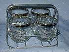   SET ANNIVERSARY ROLY POLY GLASSES IN RACK CARRYING BASKET TRAY VINTAGE