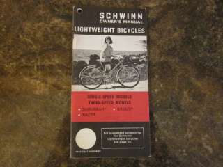 Schwinn NOS lightweight bicycle owners manual 1971  