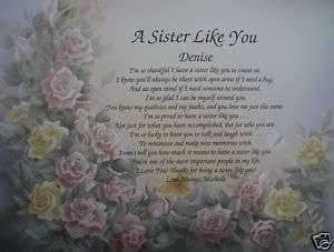 SISTER PERSONALIZED POEM BIRTHDAY OR CHRISTMAS GIFT  