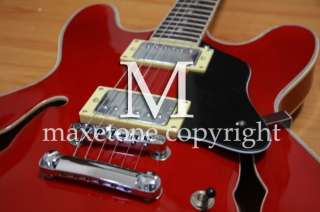   in Red ES335 Model ArcTop 6 string electric Jazz Guitar #056  