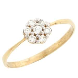   14k Yellow Gold Fancy Cluster Round Cut Diamonds Promise Ring Jewelry