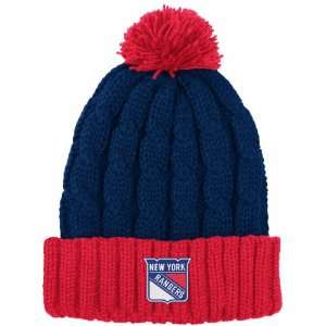  New York Rangers Womens Cuffed Pom Knit Hat Sports 