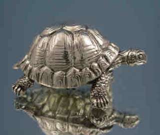 Sterling Silver Tortoise Figure. Silver Animal Figures.  