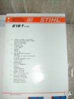 019 T Stihl Chainsaw Parts Manual *New* 019T  
