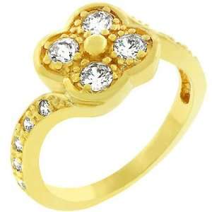  14K Gold Bonded Clover Cubic Zirconia Ring Jewelry