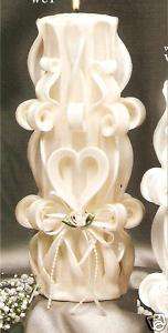 Ivory Sculptured T lite Unity Candle and Tapers  