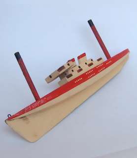 ANTIQUE BULGARIAN STEAMBOAT SHIP WOODEN MODEL TOY  