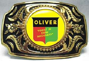 OLIVER TRACTOR LOGO BELT BUCKLE GOLD TONE MADE IN AMERICA  