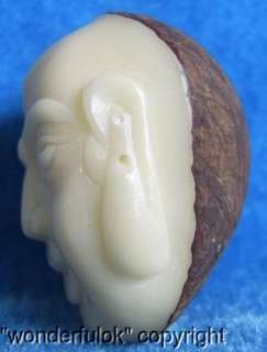 Tagua Nut Hand Carved Japanese Netsuke Face  