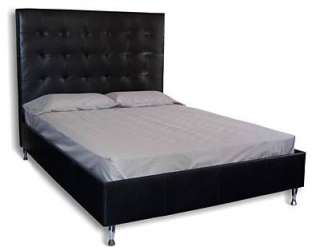 Queen Size Black Leather Bed with Extra Tall Headboard  