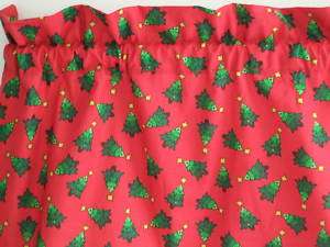HOLIDAY Curtain Valances* CHRISTMAS TREES ON RED  
