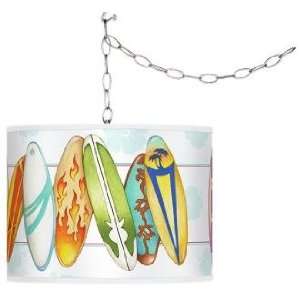  Surfboard Time Giclee Swag Style Plug In Chandelier
