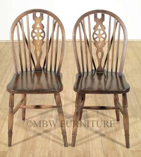   Oak Brace Back Windsor Dining Chairs Set (6) c1960’s p36b  