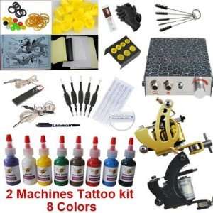 Complete Tattoo Kit 2 Tattoo Gun, 8 Color ink, needles and accessories 
