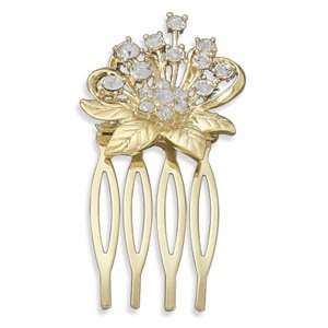   Gold Plated Crystal Flower Fashion Hair Comb CleverSilver Jewelry