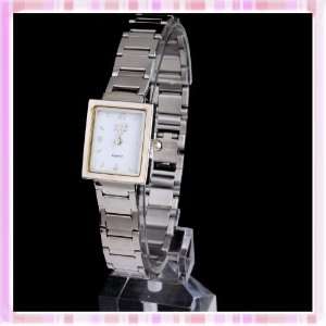 Vintage GIFT watch white square steel color Style dial steel chain 